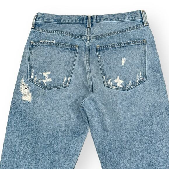 Agolde Light Blue Distressed Straight Leg Jeans - Picture 12 of 15